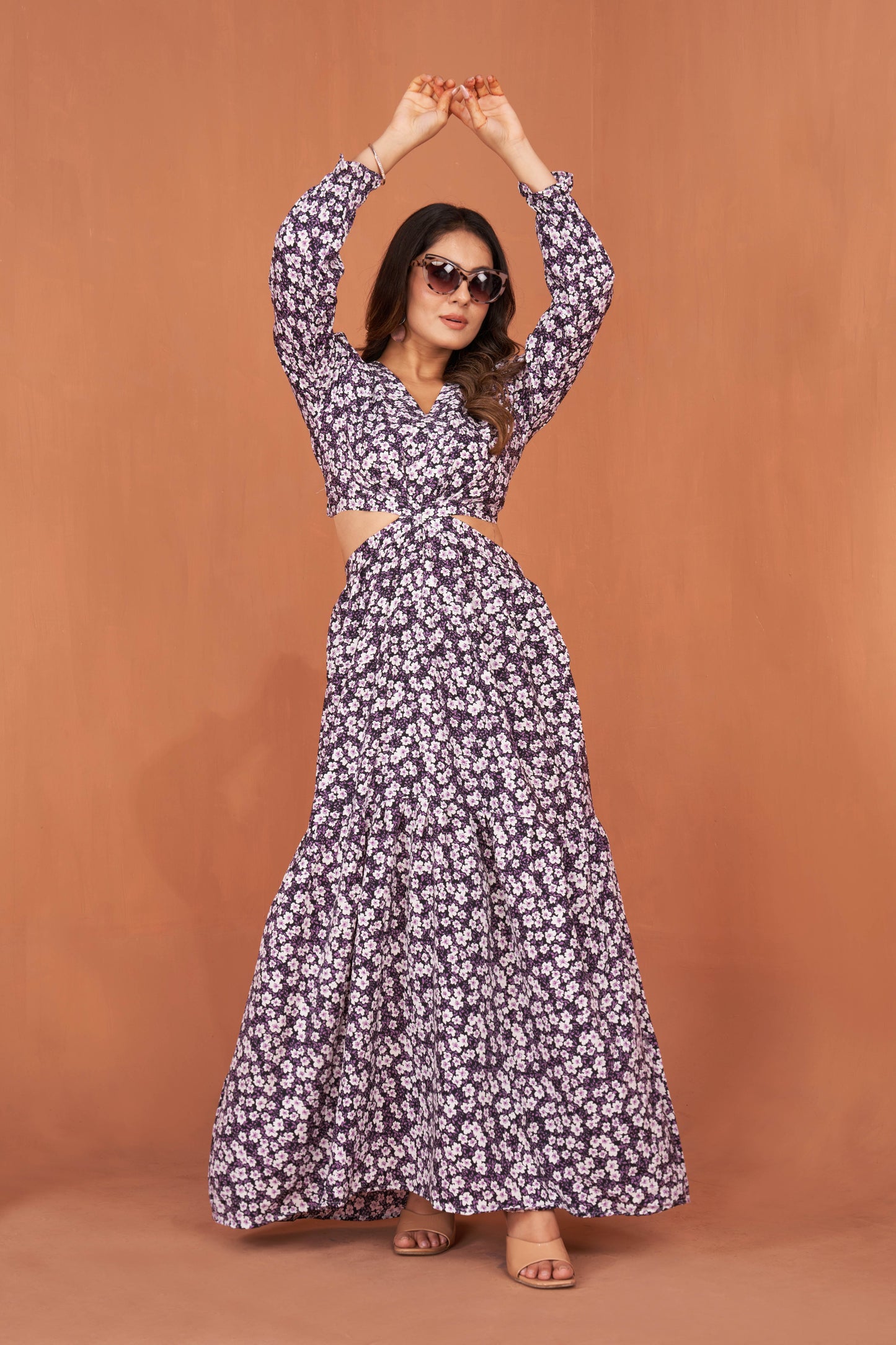 Floral Printed Stylish Western Gown for Women