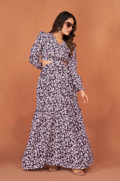 Floral Printed Stylish Western Gown for Women