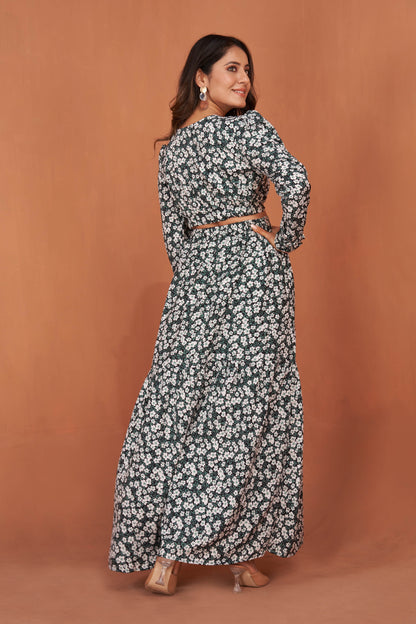 Floral Printed Stylish Western Gown for Women