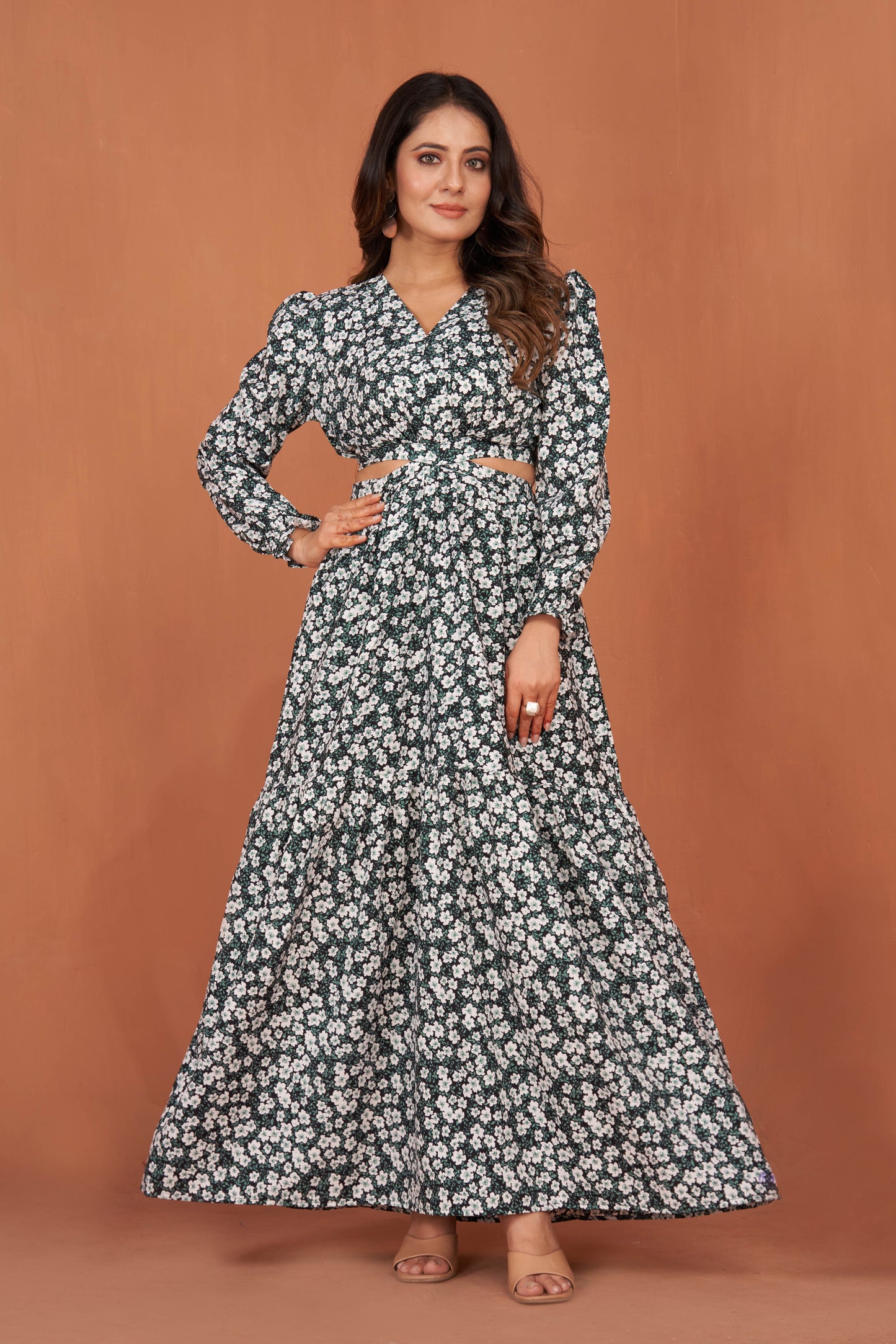 Floral Printed Stylish Western Gown for Women