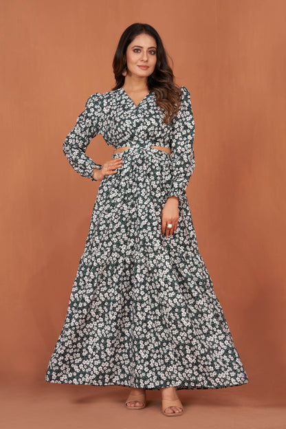 Floral Printed Stylish Western Gown for Women