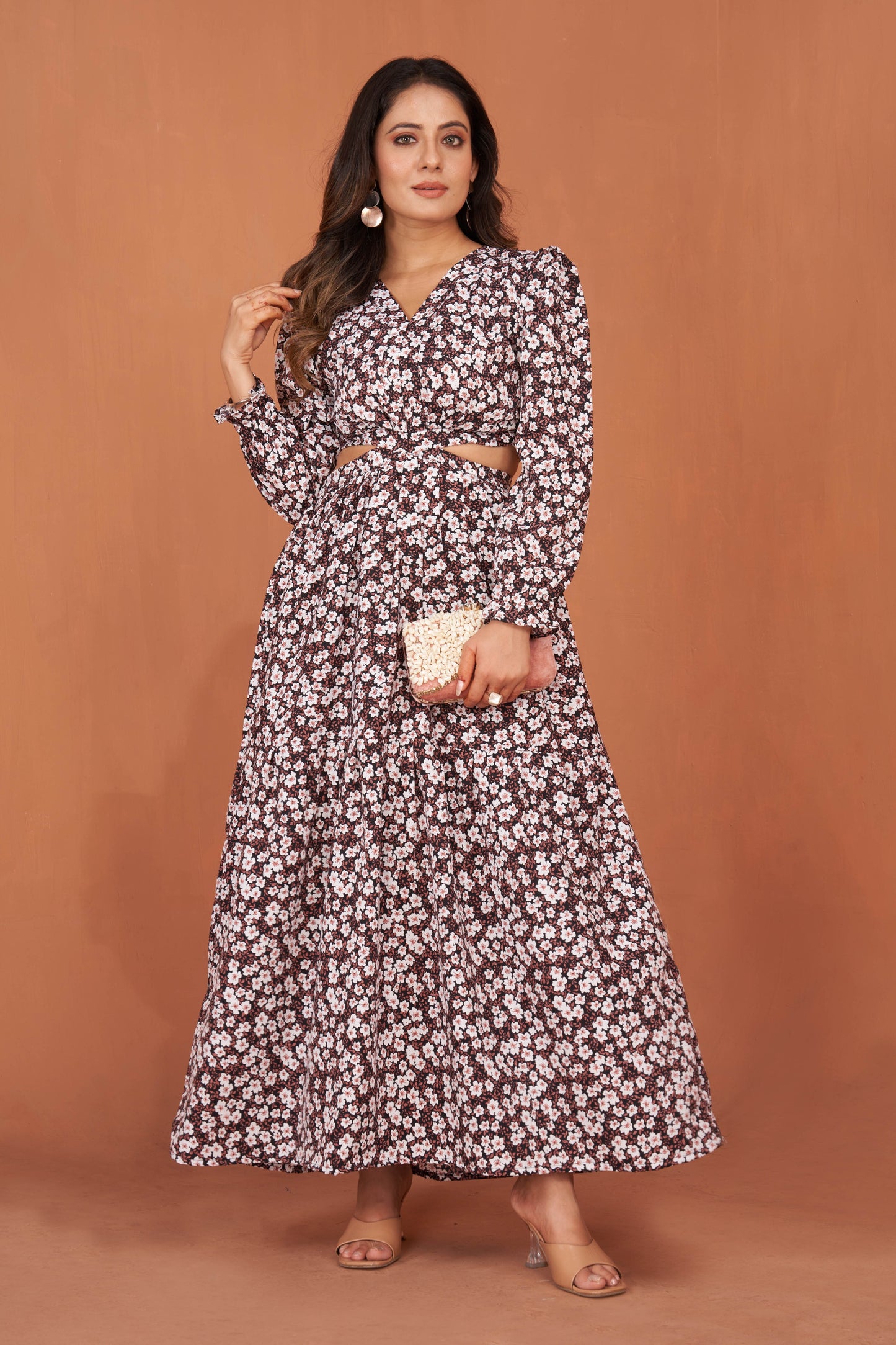 Floral Printed Stylish Western Gown for Women