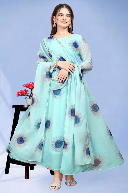 Trendy Women's Sky Blue Gown – Elegant Design for Parties, Weddings & Festival Events