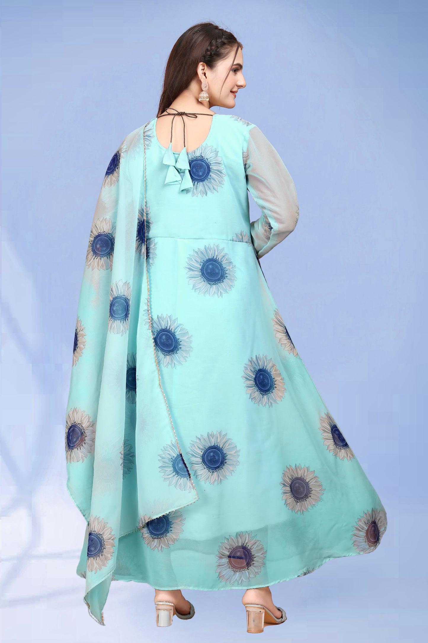 Trendy Women's Sky Blue Gown – Elegant Design for Parties, Weddings & Festival Events