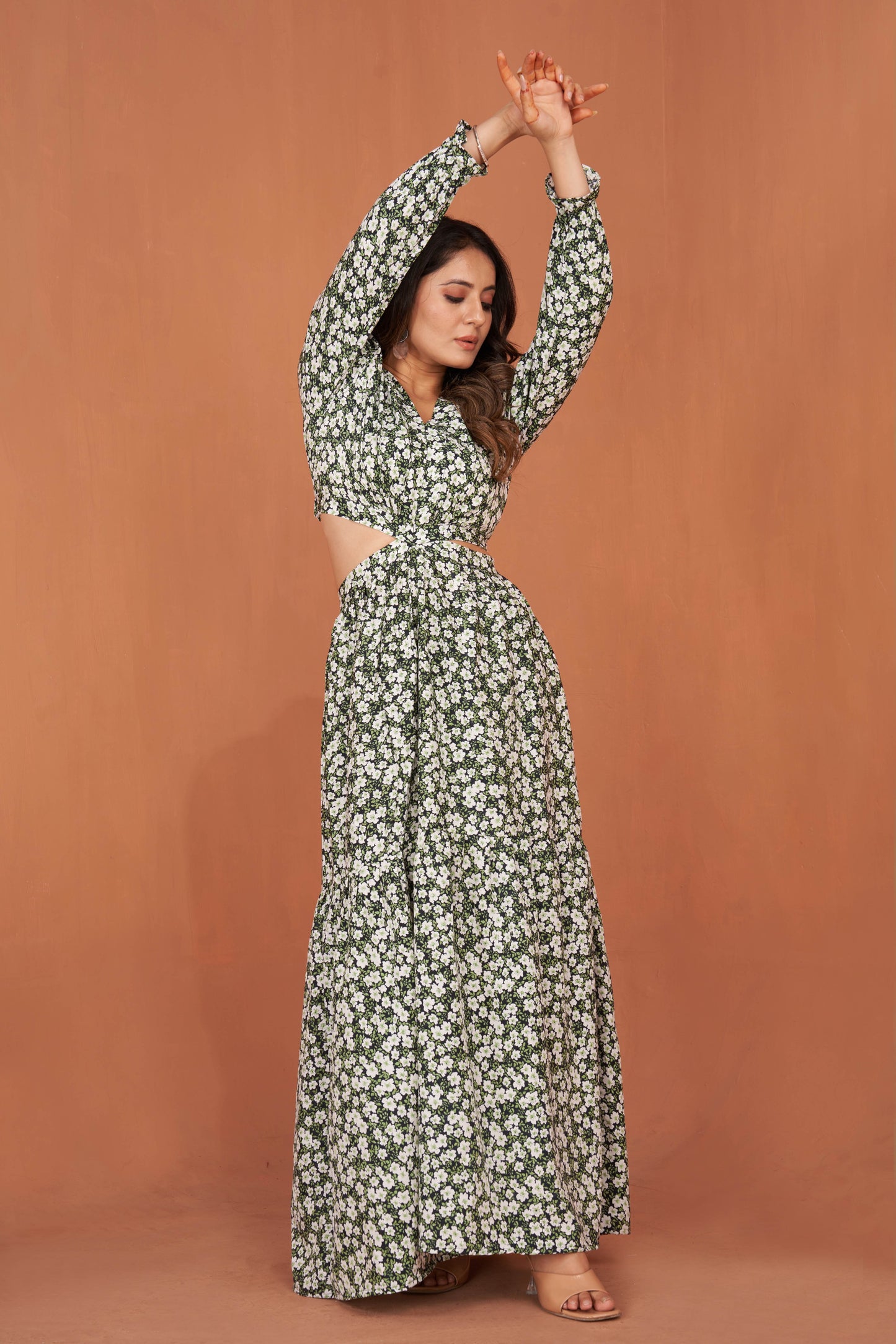 Floral Printed Stylish Western Gown for Women