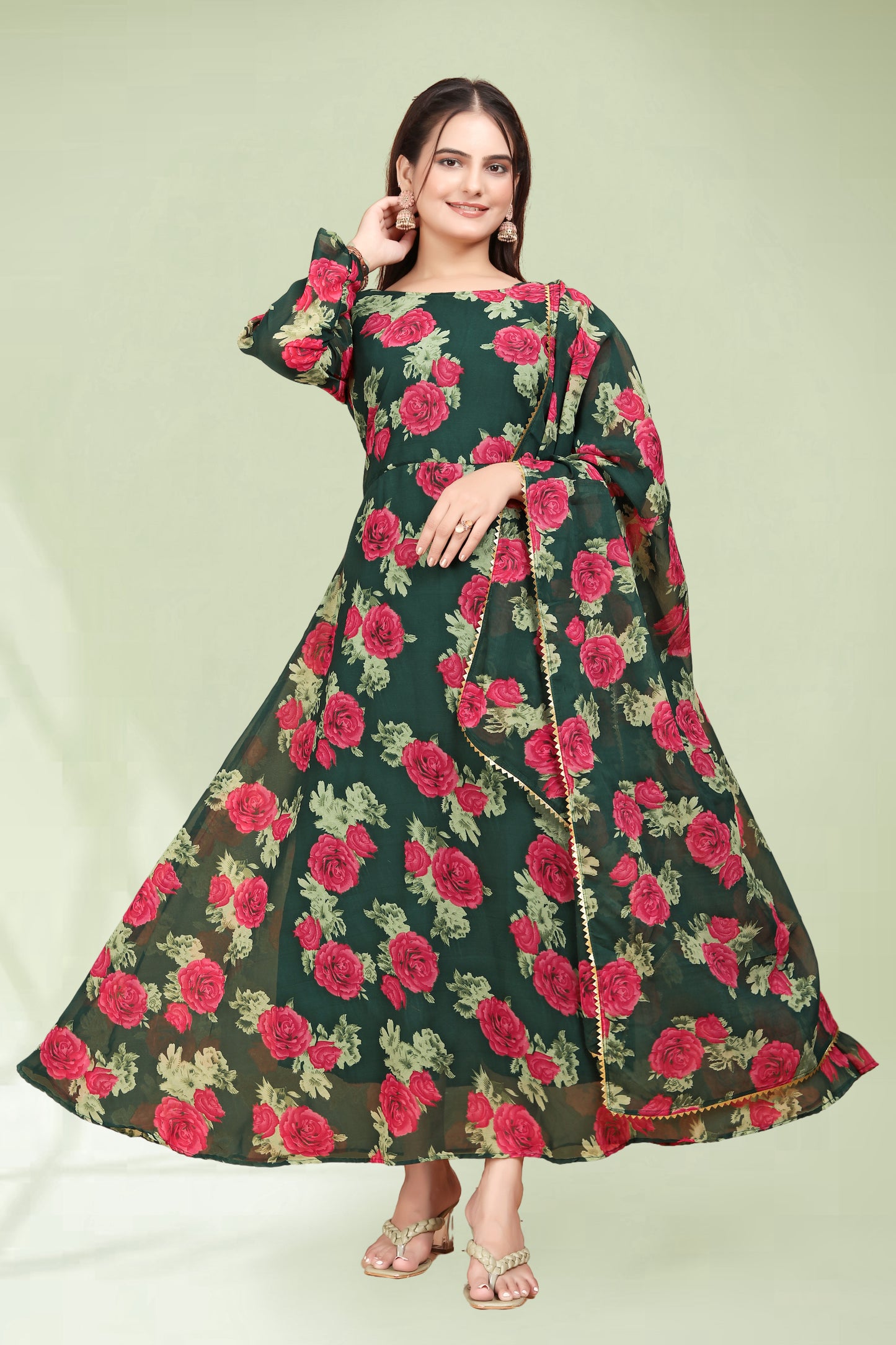 Buy Stylish Green Gown for Women – Ideal for Weddings, Parties & Festival Events