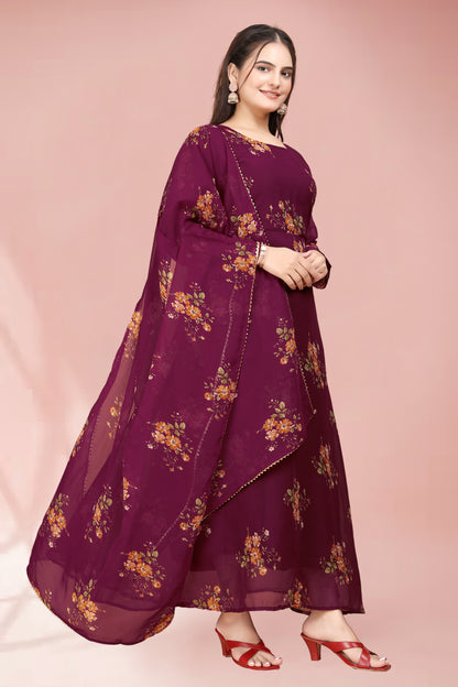 Chic Fancy Maroon Gown for Women – Perfect for Weddings, Parties & Festive Celebrations