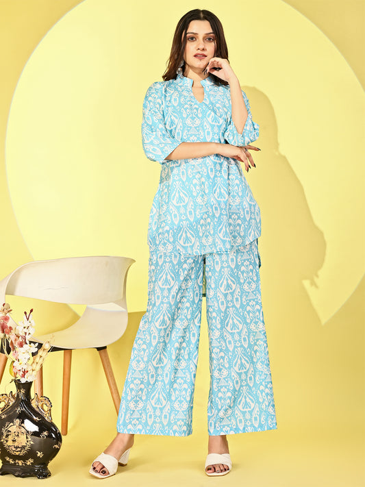 Chic and Floral print Rayon Co-Ord Set for Women