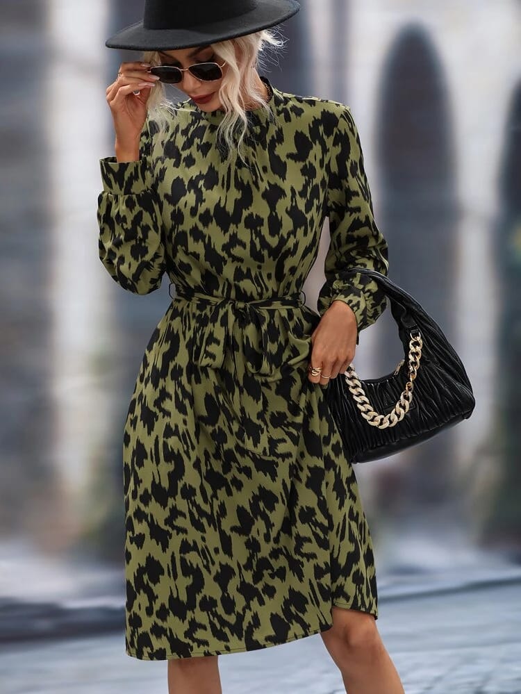 Trendy Olive Green Animal Print Maxi Dress: Perfect for Every Occasion